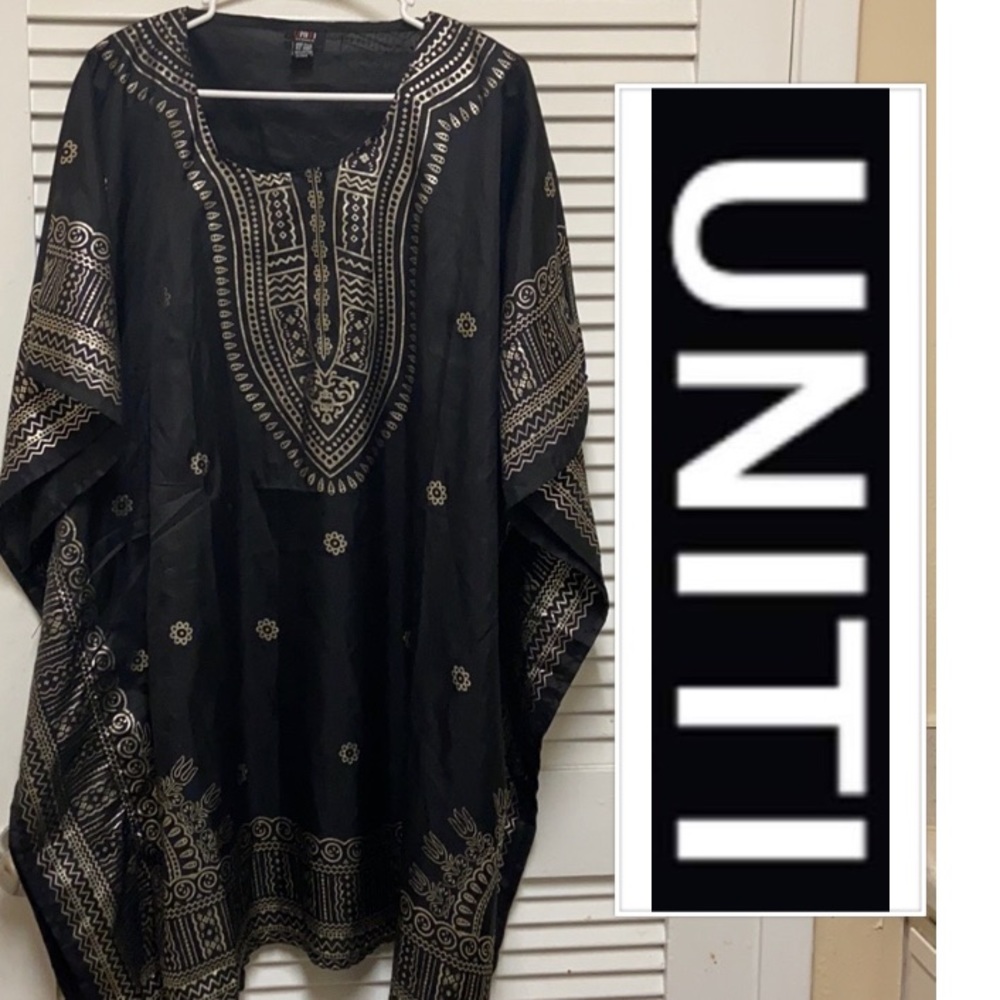 Uniti Casual Black & Gold Poncho Dashiki
